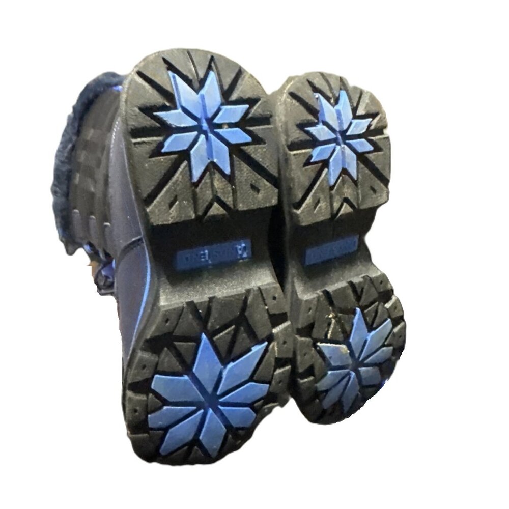 Lands End Big Kids Size 3 Snowflake Waterproof Insulated Winter Snow Boots Blue - Picture 3 of 5